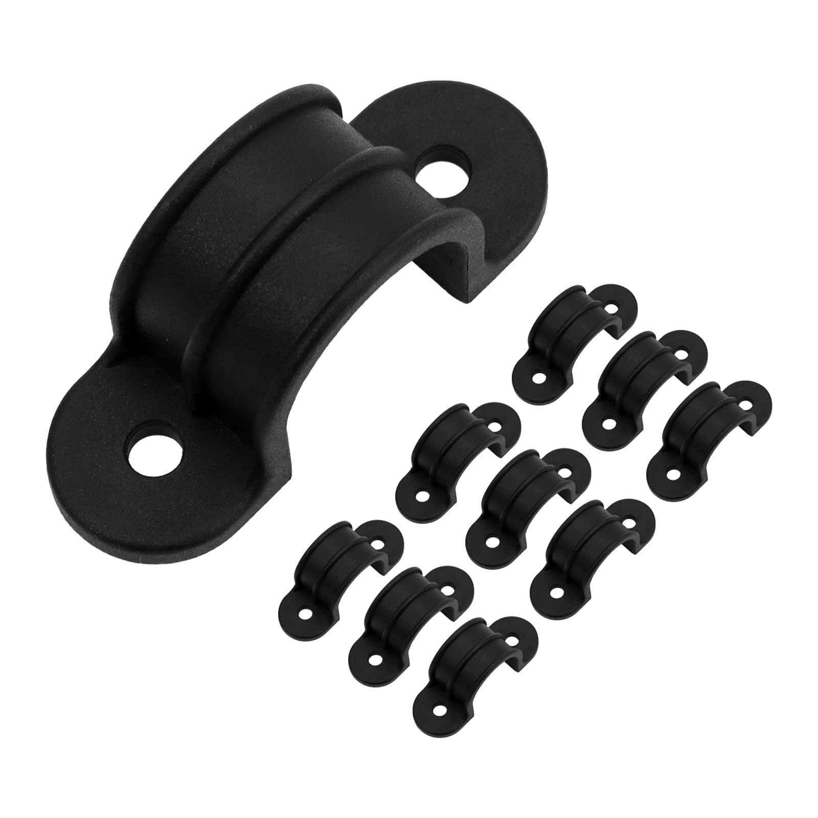 Pipe Clip, 10pcs 1 Inch PVC Pipe Straps, U Shape Plastic Conduit Pipe Strap Clamps, 2 Holes Pipe Clips for Water Pipe Tube Cables, Black, 25mm