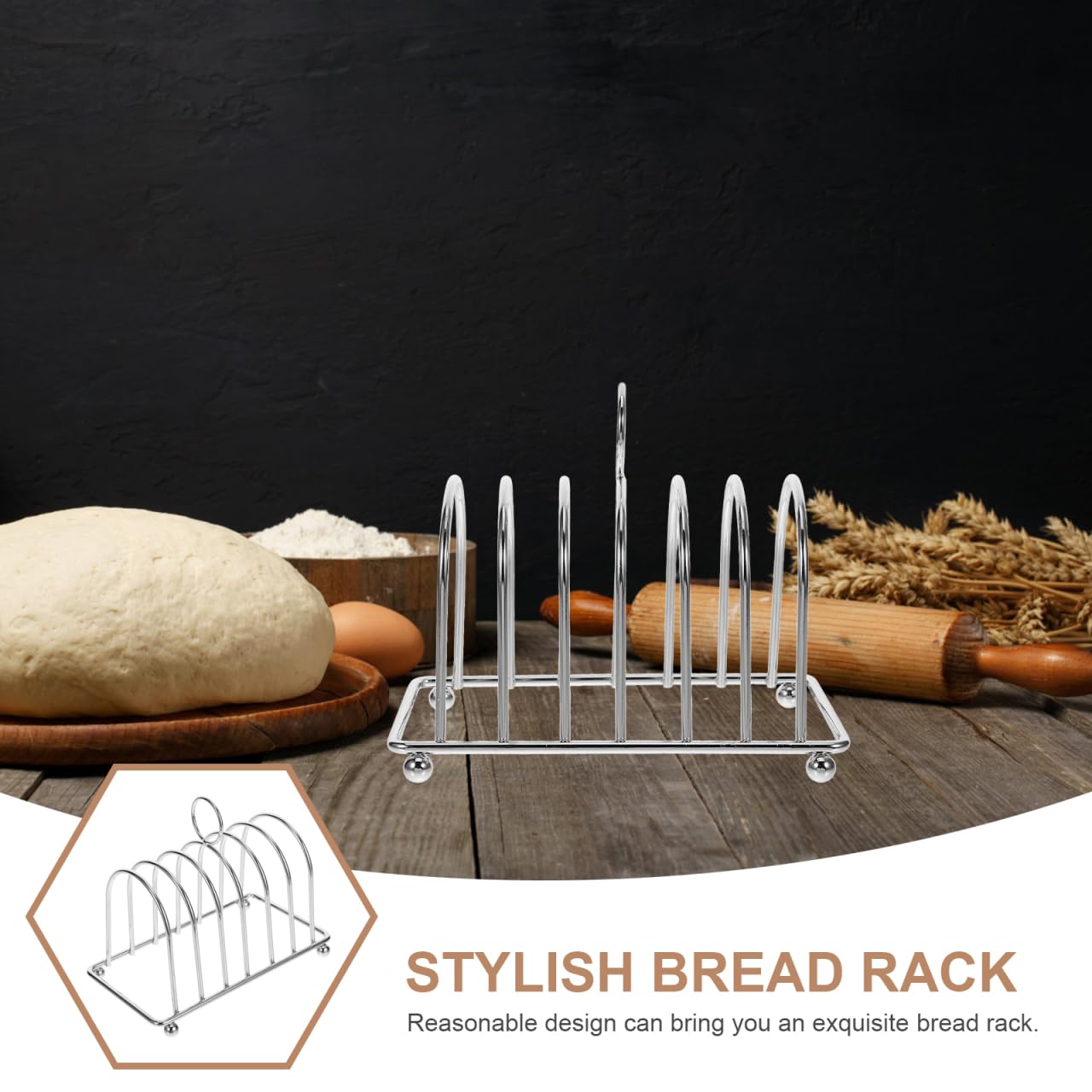 UPKOCH Edelstahl Toastständer Für 6 Scheiben Toasthalter Mit Ergonomischem Griff Küchenbrot Halter 14.5X8X7.8 cm Spülmaschinenfest Für Haushalt Und Küche