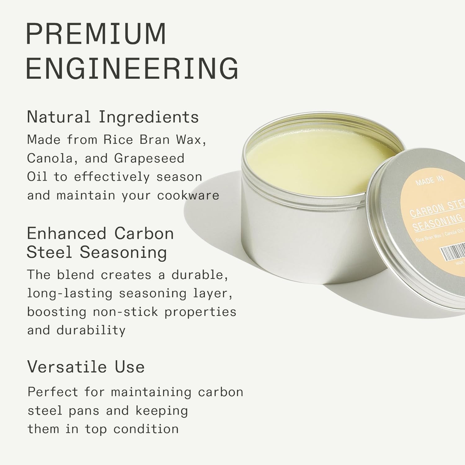 Made In Cookware - Cire d'assaisonnement en acier au carbone (6 oz) - Fabriquée aux États-Unis - Mélange d'huiles et de cire d'abeille