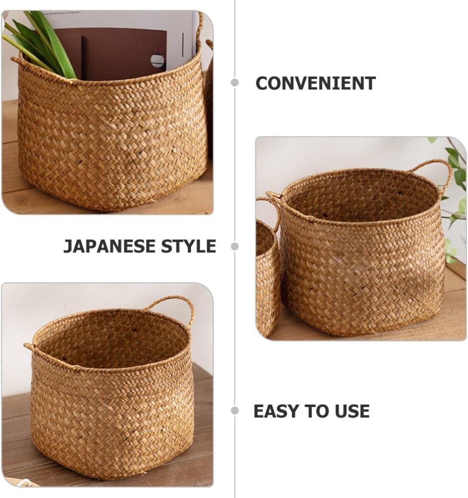 OSALADI Box Rustic Touch Basket for Storage Desktop Flower Arrangement Basket Storage Grocery Woven Seagrass Organizer s for Shelves Woven s for Storage
