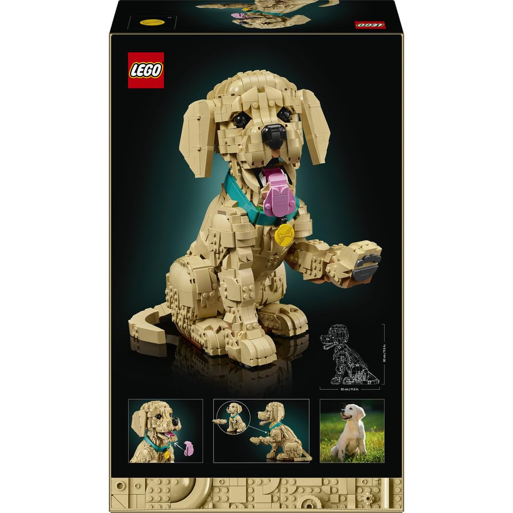 LEGO Icons Szczeniak golden retriever 11384 | Figurka psa z klocków, zestaw konstrukcyjny dla dorosłych, prezent dla miłośnika psów, dla mężczyzn i kobiet, 2102 elementy