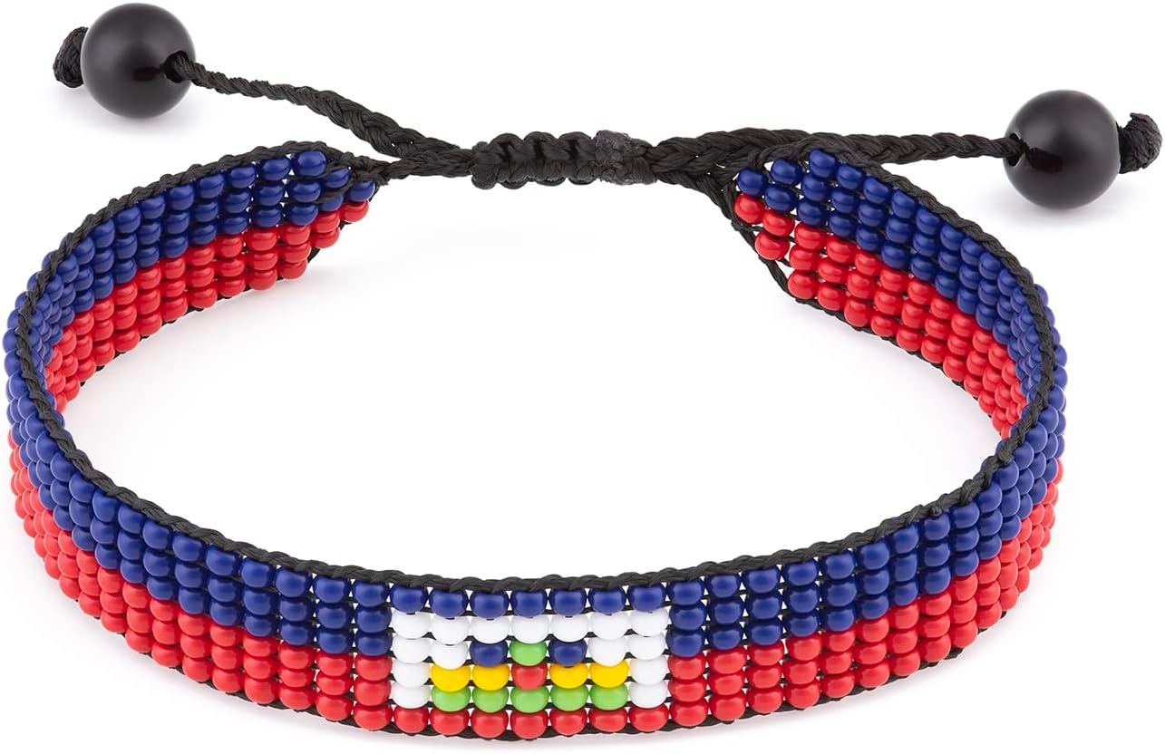 Flag Bracelet | Adjustable Handmade Flag Bracelet Beaded and Boho Style Rope Bracelet