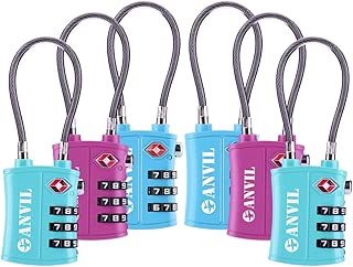 TSA Approved 3 Digit Luggage Cable Locks, Small Combination Padlock Ideal for Travel - 1, 2 & 4 Pack - coolthings.us