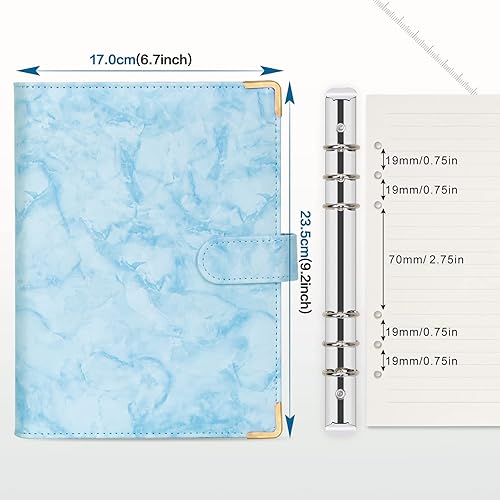 Miniatura 2 de Classycoo Carpeta de cuero A5, carpeta de 6 anillas, cubierta para cuaderno de papel de relleno A5, hoja suelta con cierre de hebilla magnética