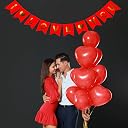 AMFIN® I Love you Heart Banner/Love you Banner/Valentine Banner/Red Decoration items/Valentine Day Banner/Love you suprise Decoration - Pack of 1 gallery image
