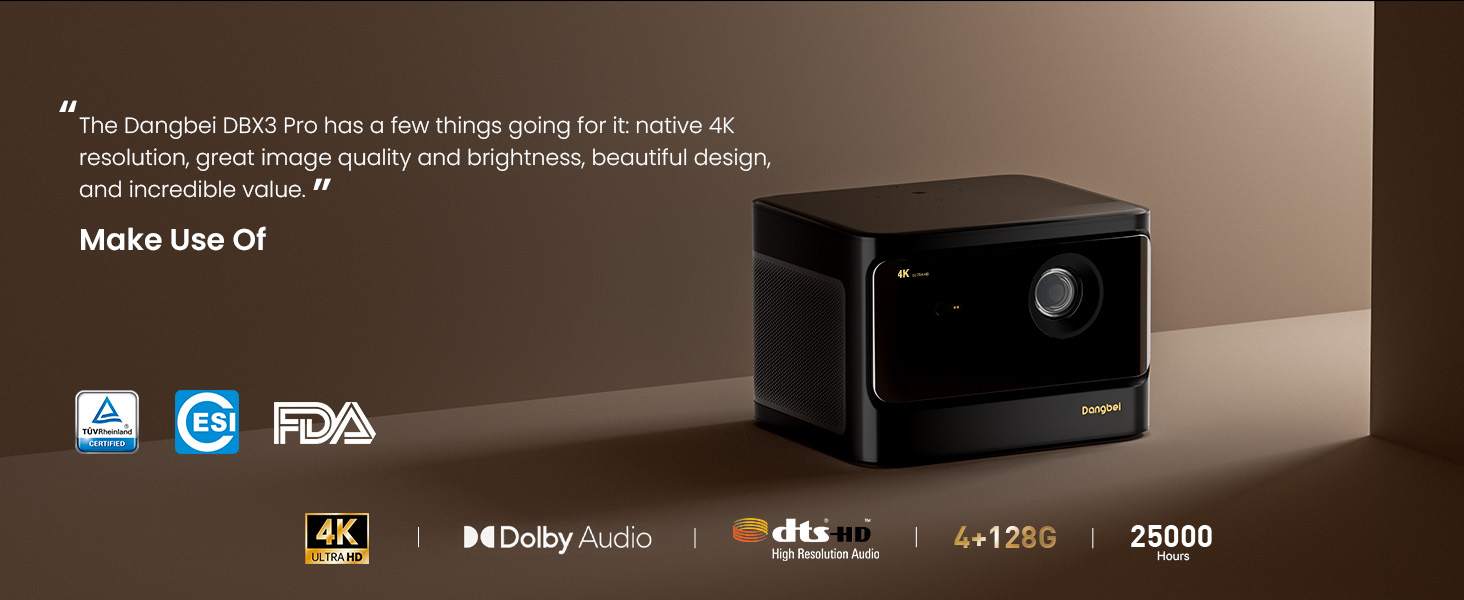 Dangbei 4K Projector, Home Theater, 4K Resolution(3840 x 2160P