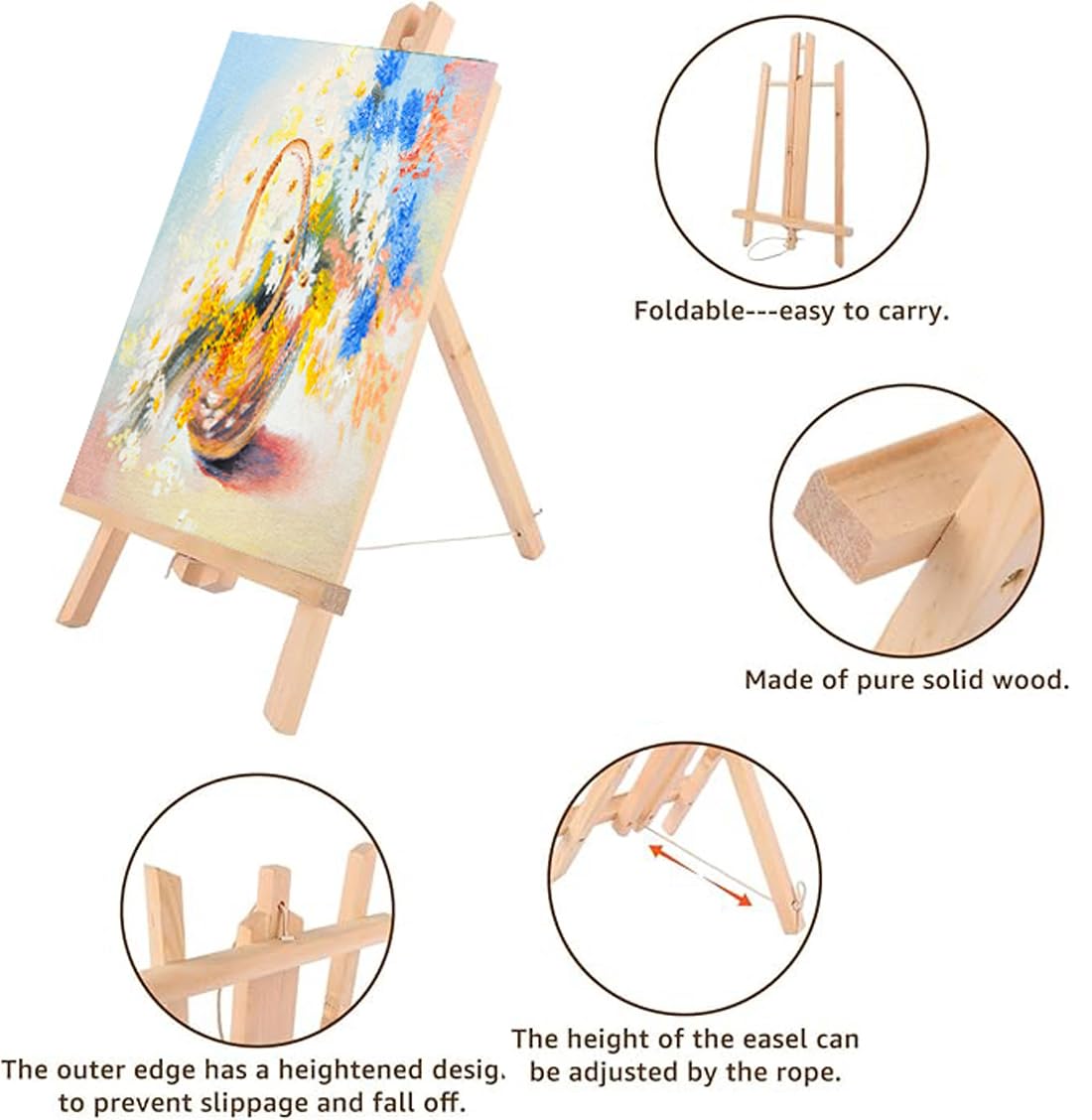 Houten ezel, inklapbaar, 19 x 30 cm, decoratieve tafelstandaard, ruimtebesparend, voor foto's, schilderen en kinderen