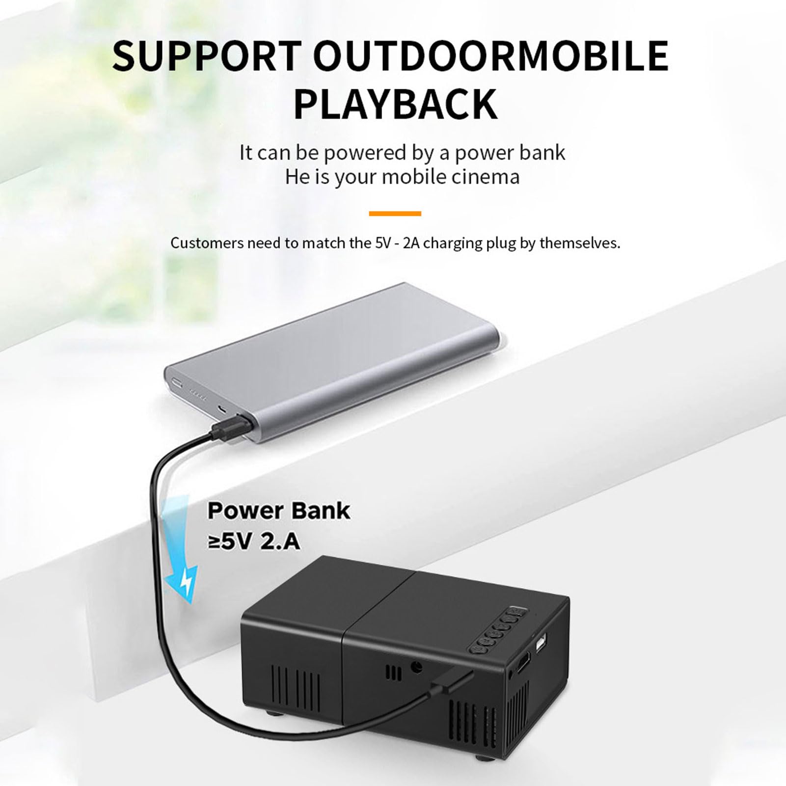 VBESTLIFE 1080p Proiettore di Film Portatili Full HD, Altoparlante Incorporato, Compatibile con Laptop per Stick Smartphone TV, per il Campeggio All'aperto di Home Theater