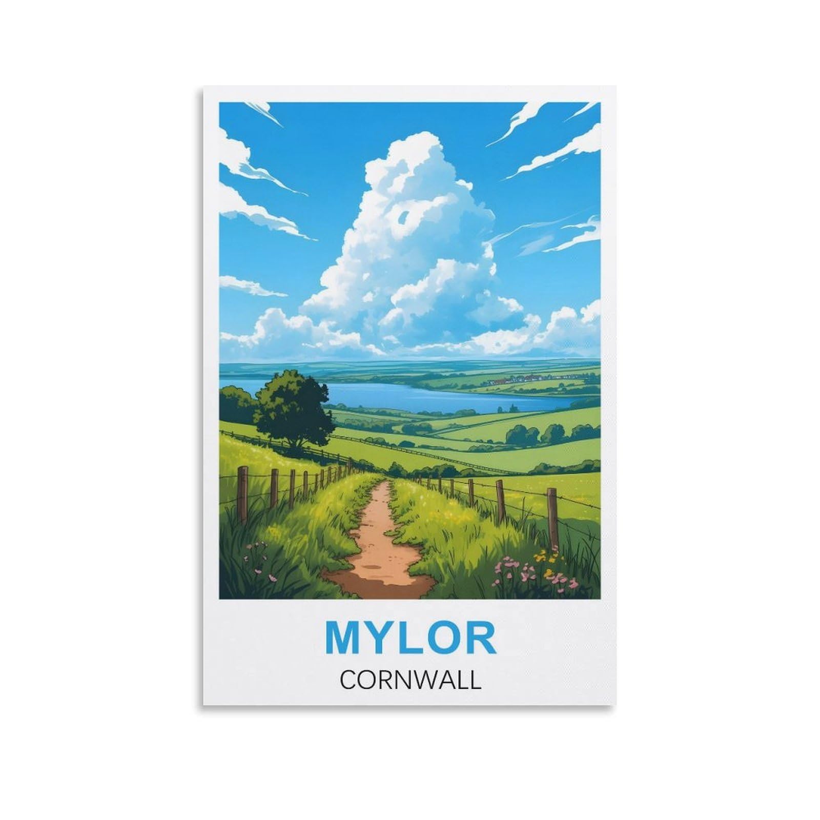 EZMLFA 5D Diamond Art Kits for Beginner,Mylor Cornwall,Diamond Picture Art for Beginner, DIY Gem Cross Stitch Creative Gift Home Wall Decor 40x40cm