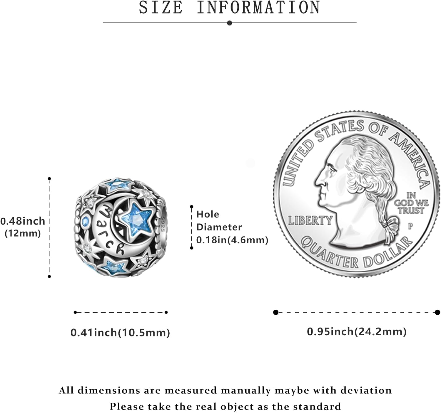 PARCOM Birthstone Charms 925 Sterling Silver for Bracelets, perfect Valentine's Day gift,Bead Charms fit for Pandora Bracelet for Women - Image 6