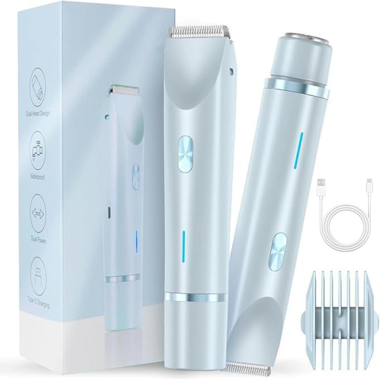 Recortadora de bikini para mujer, maquinilla de afeitar eléctrica indolora para piel de seda, afeitadora corporal inalámbrica para viajes, maquinilla de afeitar facial reemplazable, IPX7
