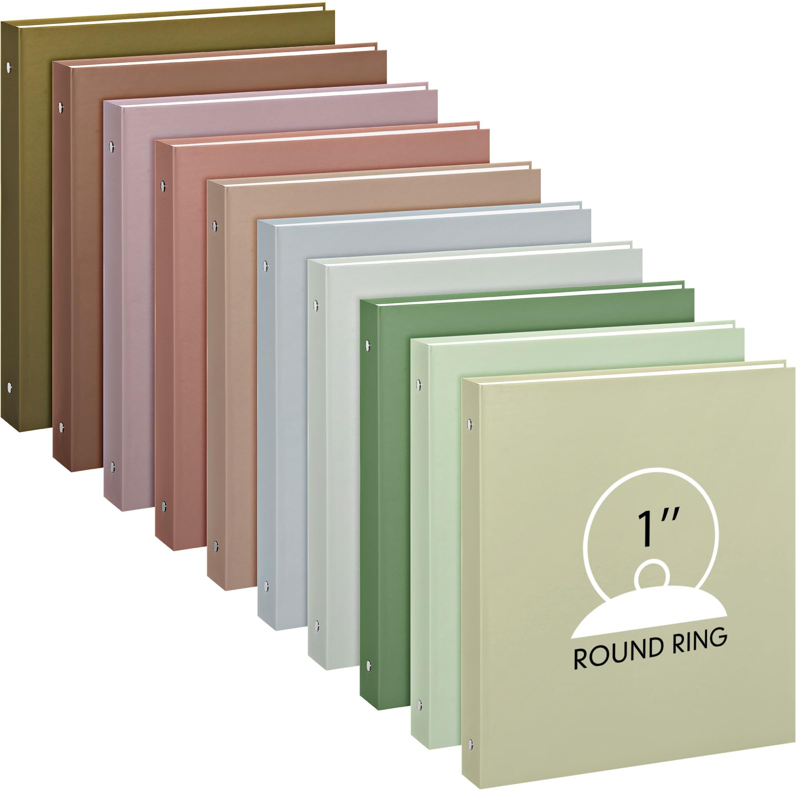 Ctosree10 Pcs 1 Inch Heavy Duty 3 Ring Binder with 2 Pockets Multicolor Hardcover Binders Loose Leaf Binder for Letter Size Paper School Office Home Students Kids, 10 Colors (Lively Color)