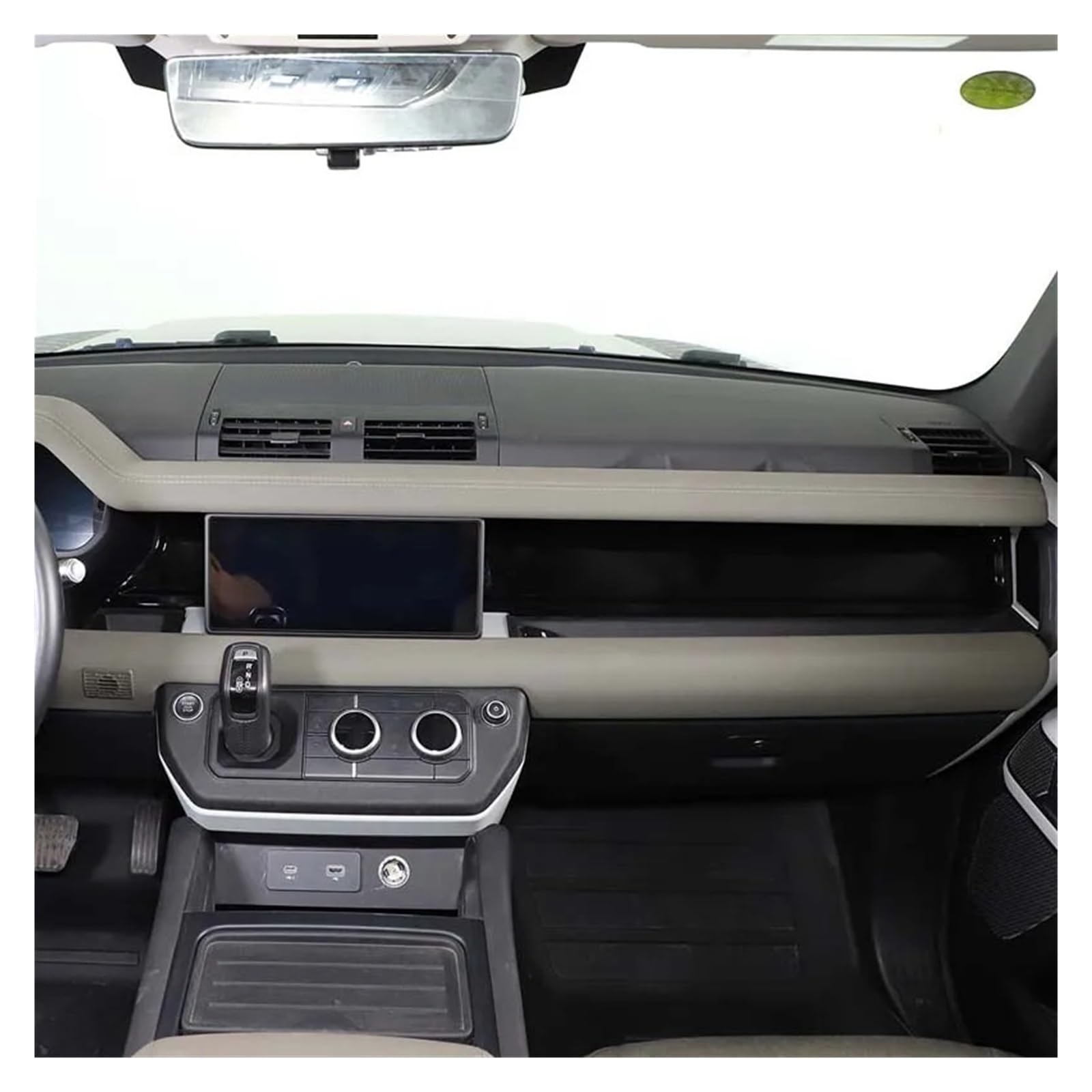 Naklejka dekoracyjna na panel deski rozdzielczej samochodu kompatybilna z Land Rover Defender 90 110 2020-2023 ABS czarny Akcesoria do wnętrza samochodu(Style B-green)