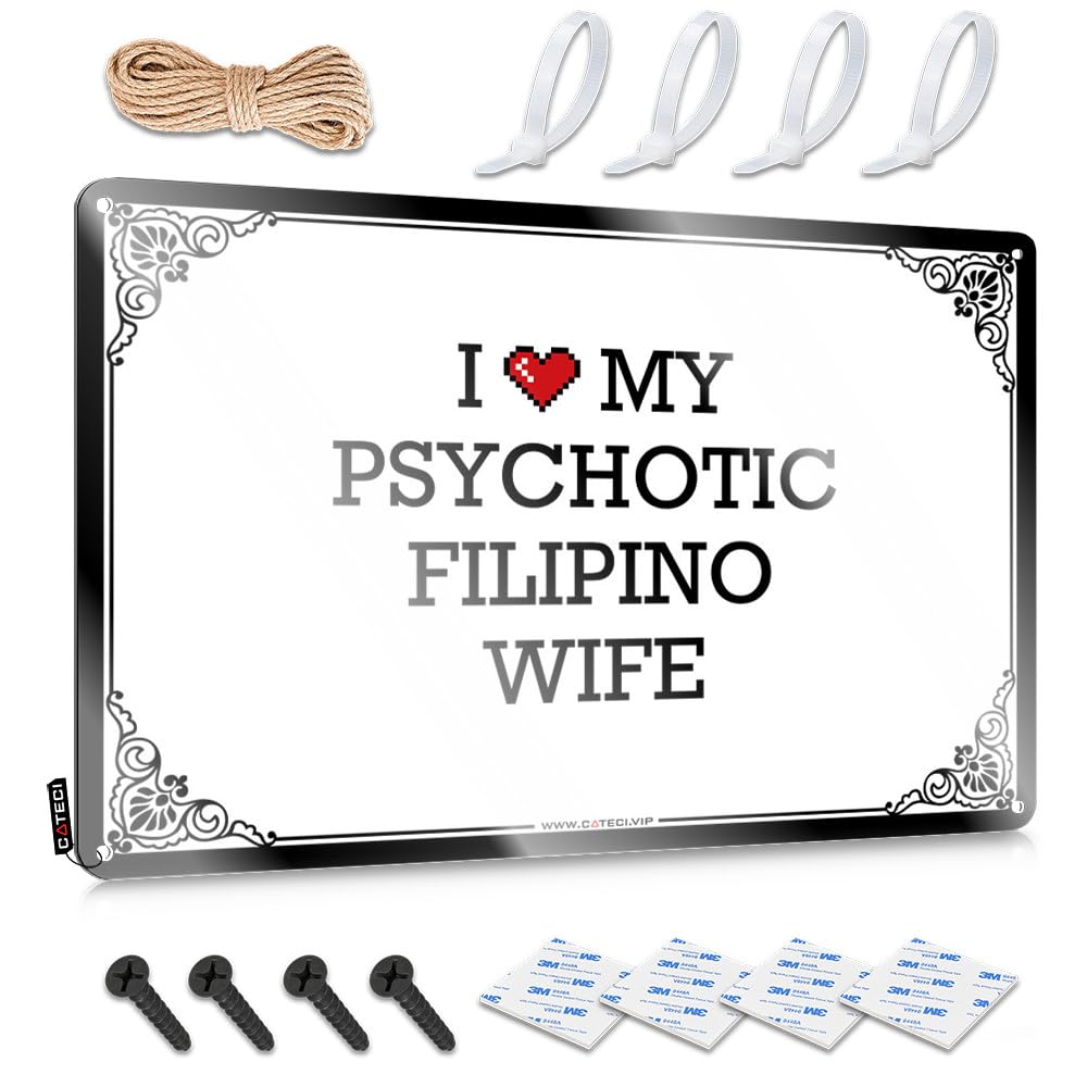 Fzfn Boys Colour I Love My Psychotic Filipino Wife Plaques Camper Accessories For Outside Decorative | Modern Soft Bath Hanging Art For Trailer Living Room(30X40cm)