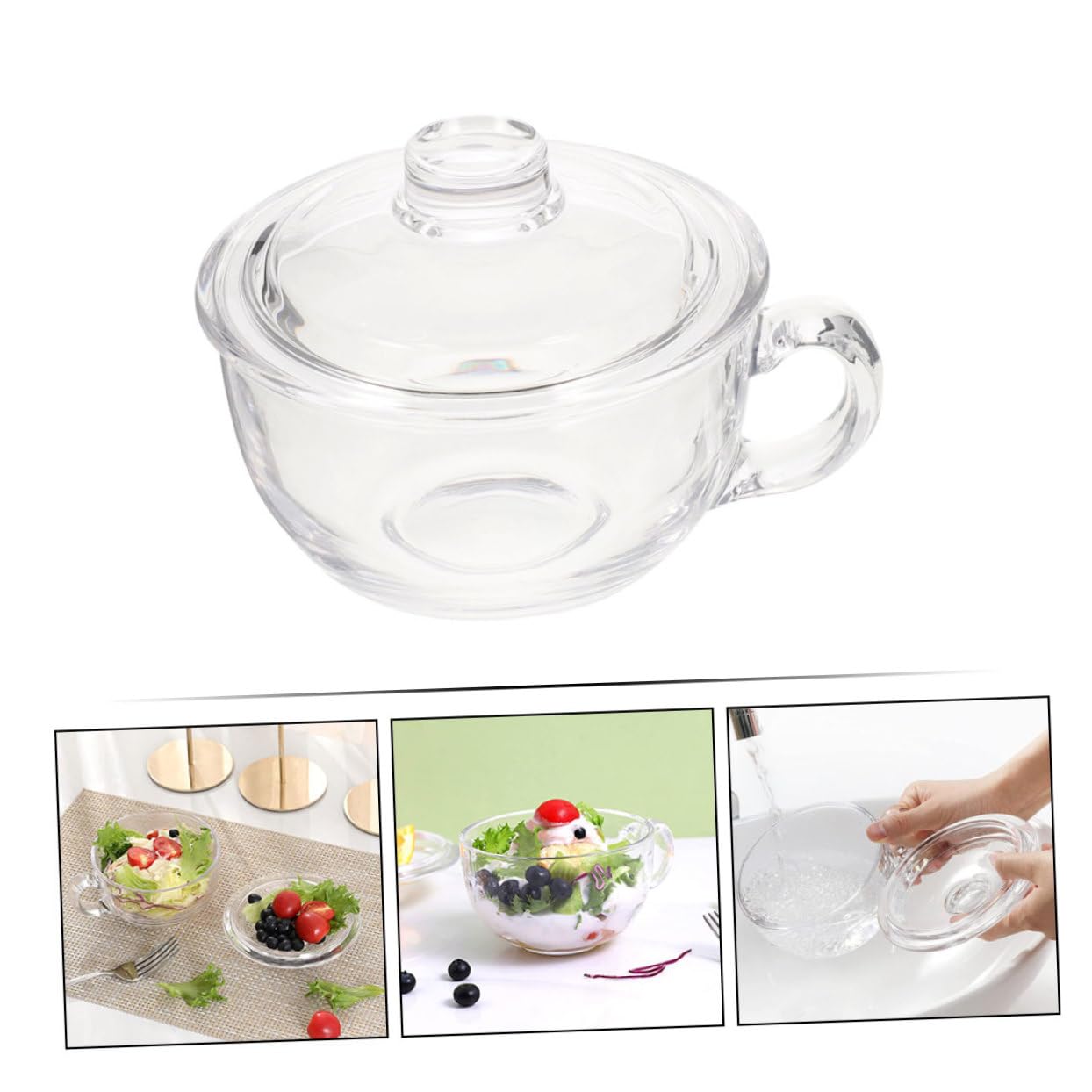 COLLBATH Tazón de Leche de Vidrio Tazón de Avena de Cocina para Desayuno Transparente para Usar la Cocina para Cereales Sopa y Fideos
