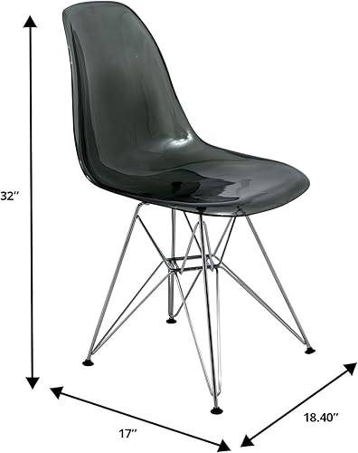 Miniatura 8 de LeisureMod Cresco - Comedor acrílico, base Eiffel cromada moderna y diseño de respaldo curvo, silla auxiliar ergonómica y ligera para el hogar,