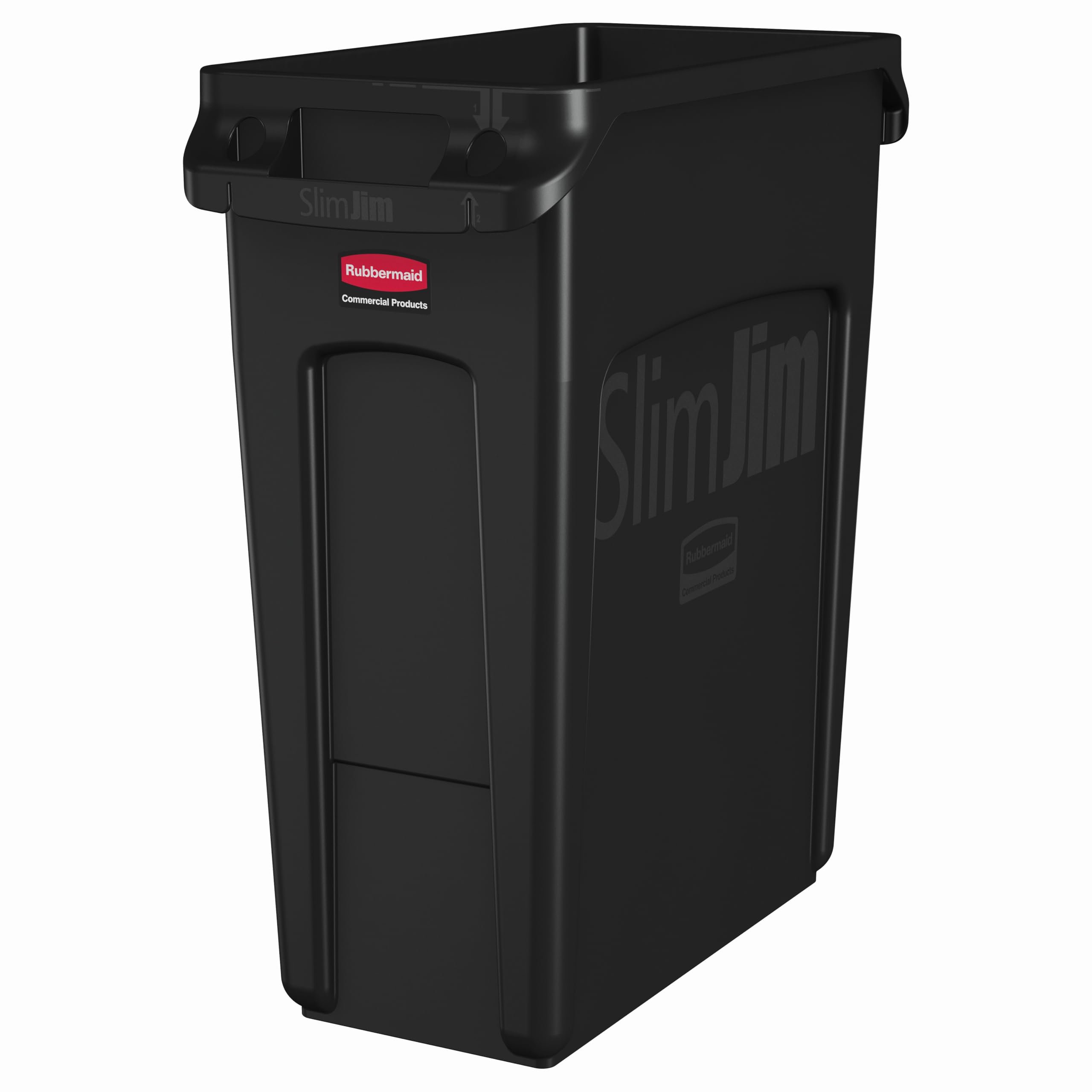Rubbermaid Commercial Products Slim Jim Collecteur Ventilé Rectangulaire | En Plastique pour Cuisine et Bureau | 60 L, Noir