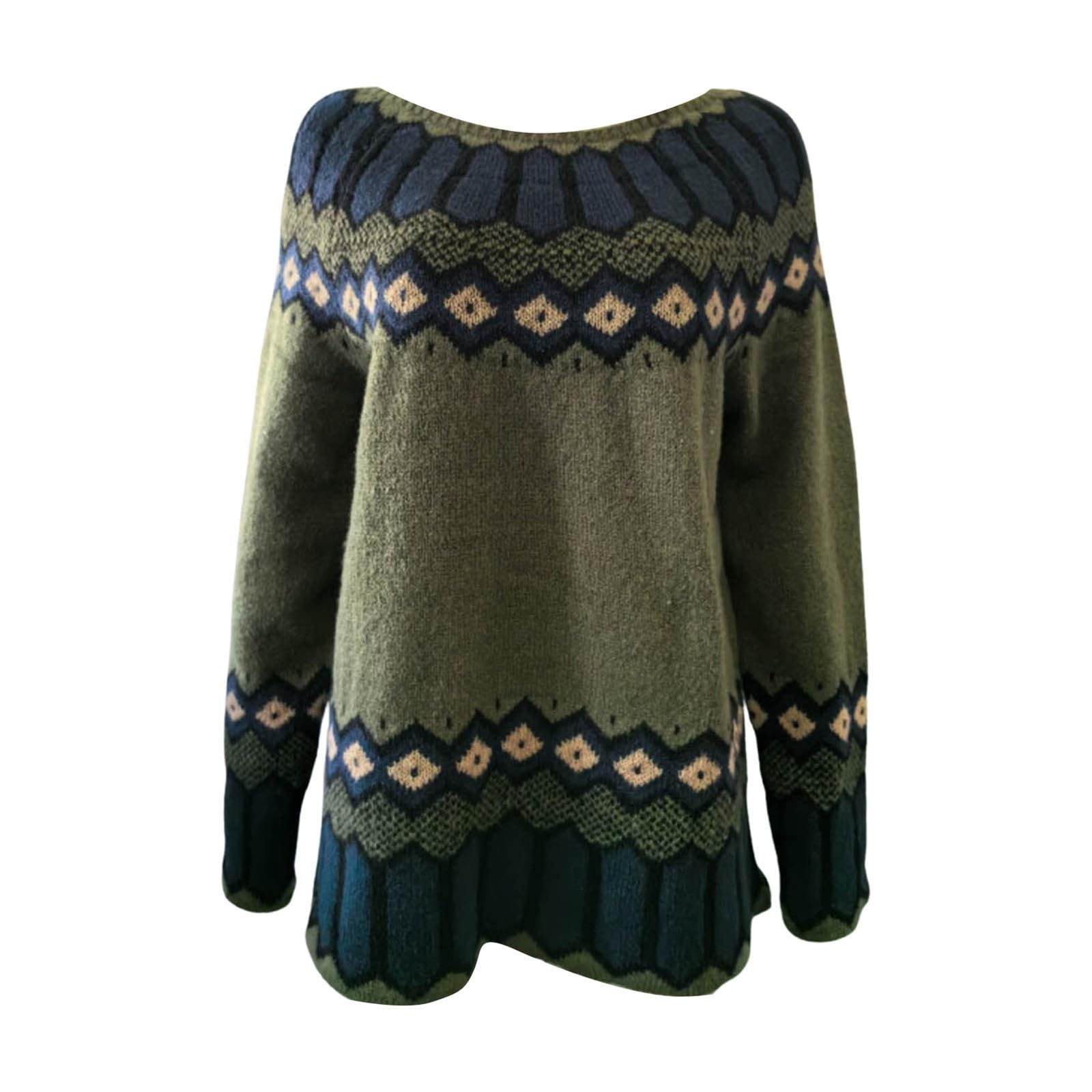 Fair Isle - Maglioni carini per le vacanze, maglioni da donna brutti per l'autunno e l'inverno, a maniche lunghe, lavorato a maglia, top da sci vintage, maglione grosso, maglioni morbidi, tinta unita