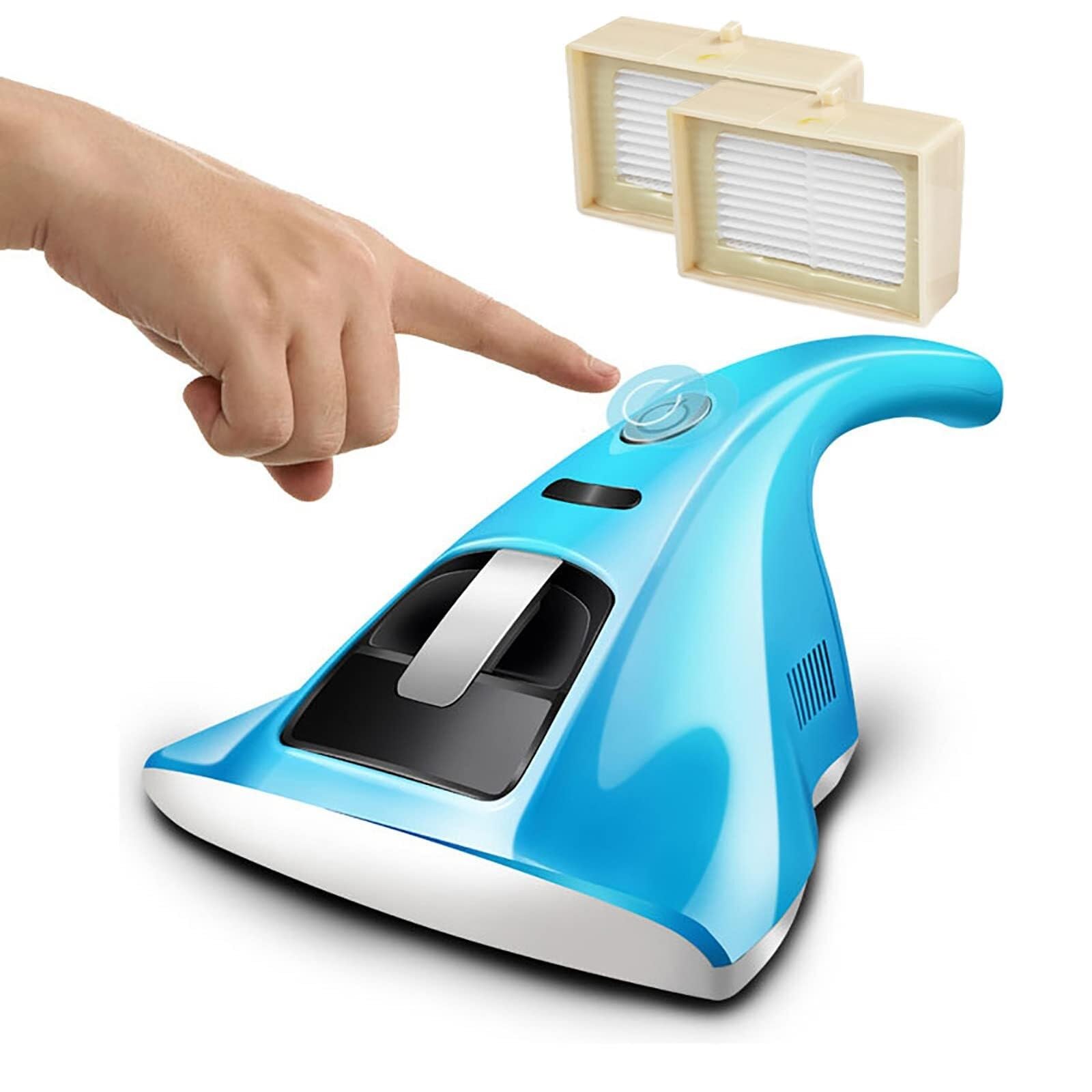 FAXIOAWA Aspirador de Mano con nanocepillo, Aspirador de ácaros de la Cama - 2 filtros/succión de 12 KPa, para colchones, sofás Cama, eliminador de ácaros al vacío Azul