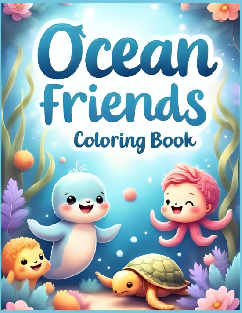 Ocean Friends Coloring Book: Fun and Relaxing Kawaii Sea life Coloring Book for Kids and Adults