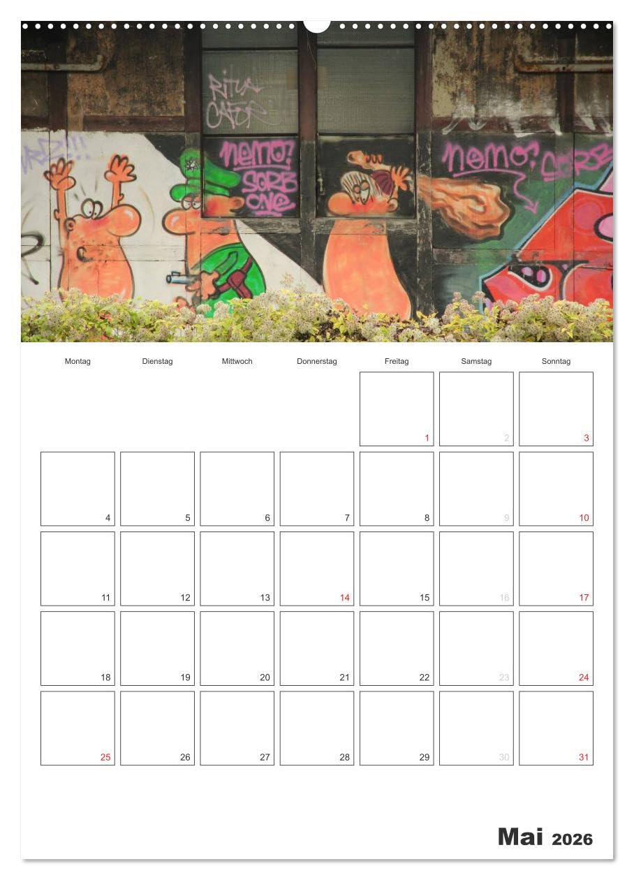 GRAFFITI 2026 / Planer (hochwertiger Premium Wandkalender 2026 DIN A2 hoch), Kunstdruck in Hochglanz