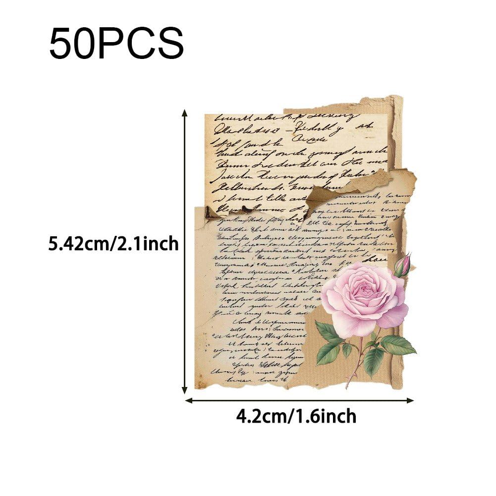 50 szt. Vintage Rose Naklejka, Cytat Kalkomania na Laptopa Bagażu Wycinkowego i Codziennej Dekoracji Powierzchni