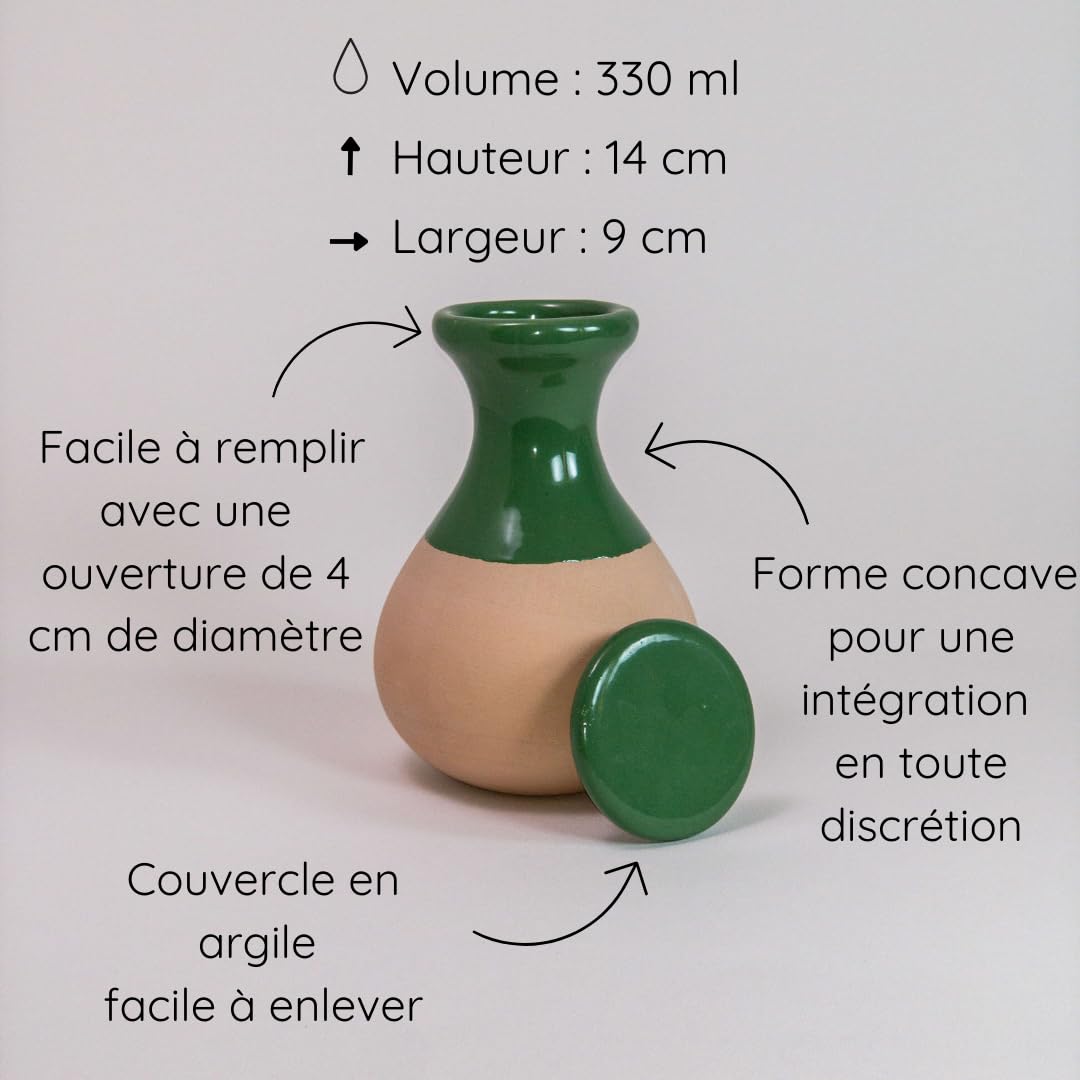 3 oyas à enterrer de 330 ML en Couleur avec Leur Couvercle - ollas pour arroser Tous Type de Plante d'intérieur et extérieur (Vert)