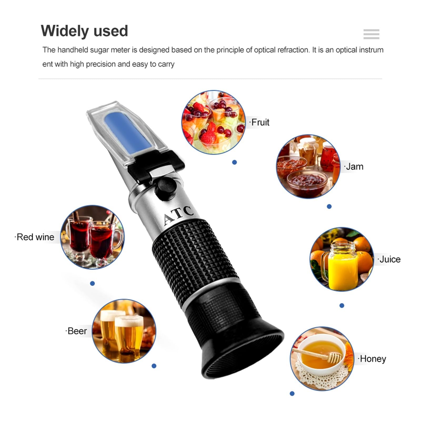 Brix-Refraktometer, digitales, Hydrometer, Handalkohol-Zucker-Refraktometer-Tester, Weinkonzentrationsmesser, Densitometer 0–25% Alkohol, Bier 0–40 Trauben, langlebig und einfach zu bedienen