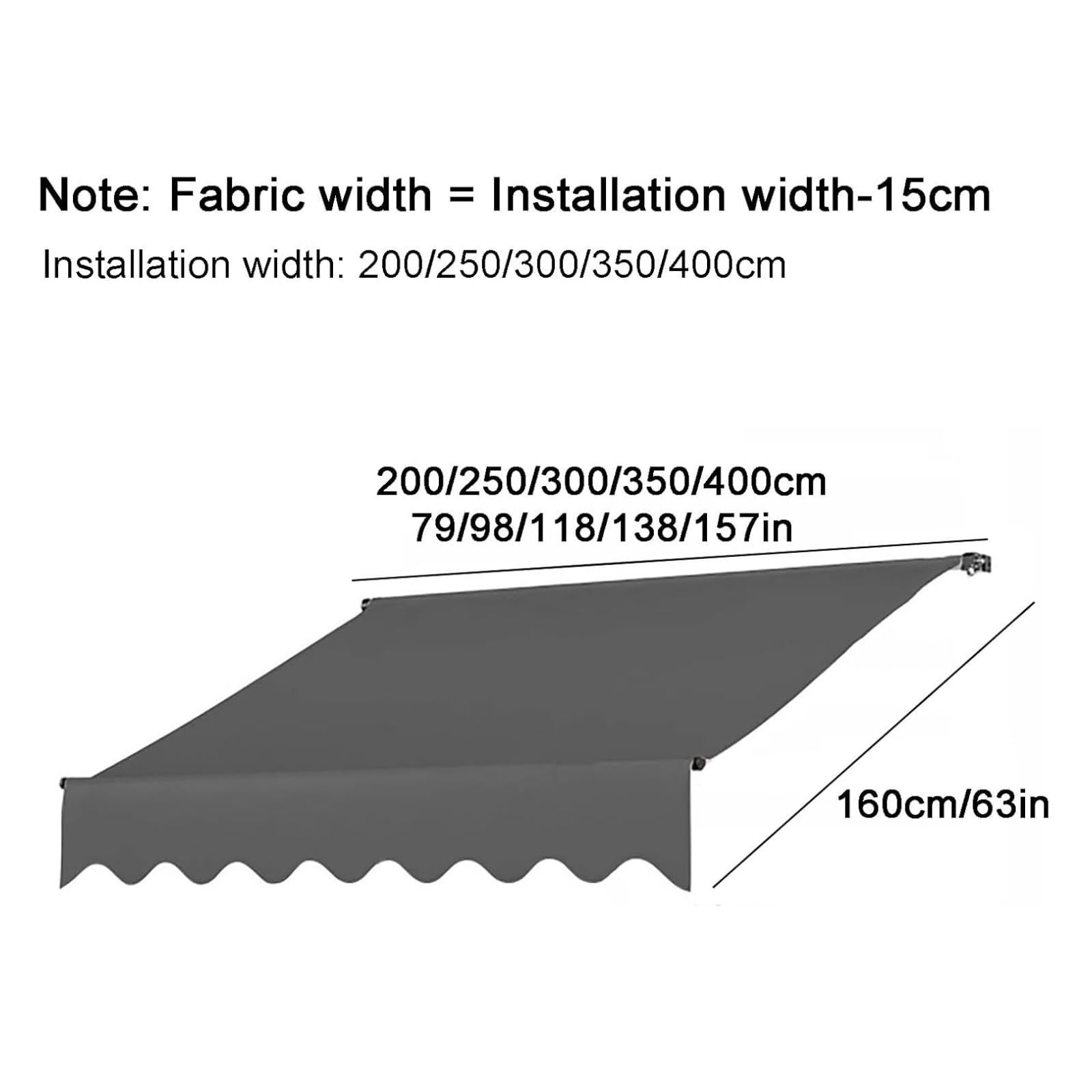 auvent Auvent de Remplacement réglable en Tissu, auvent en Polyester Enduit de PU résistant aux UV for patios, Durable et résistant aux intempéries