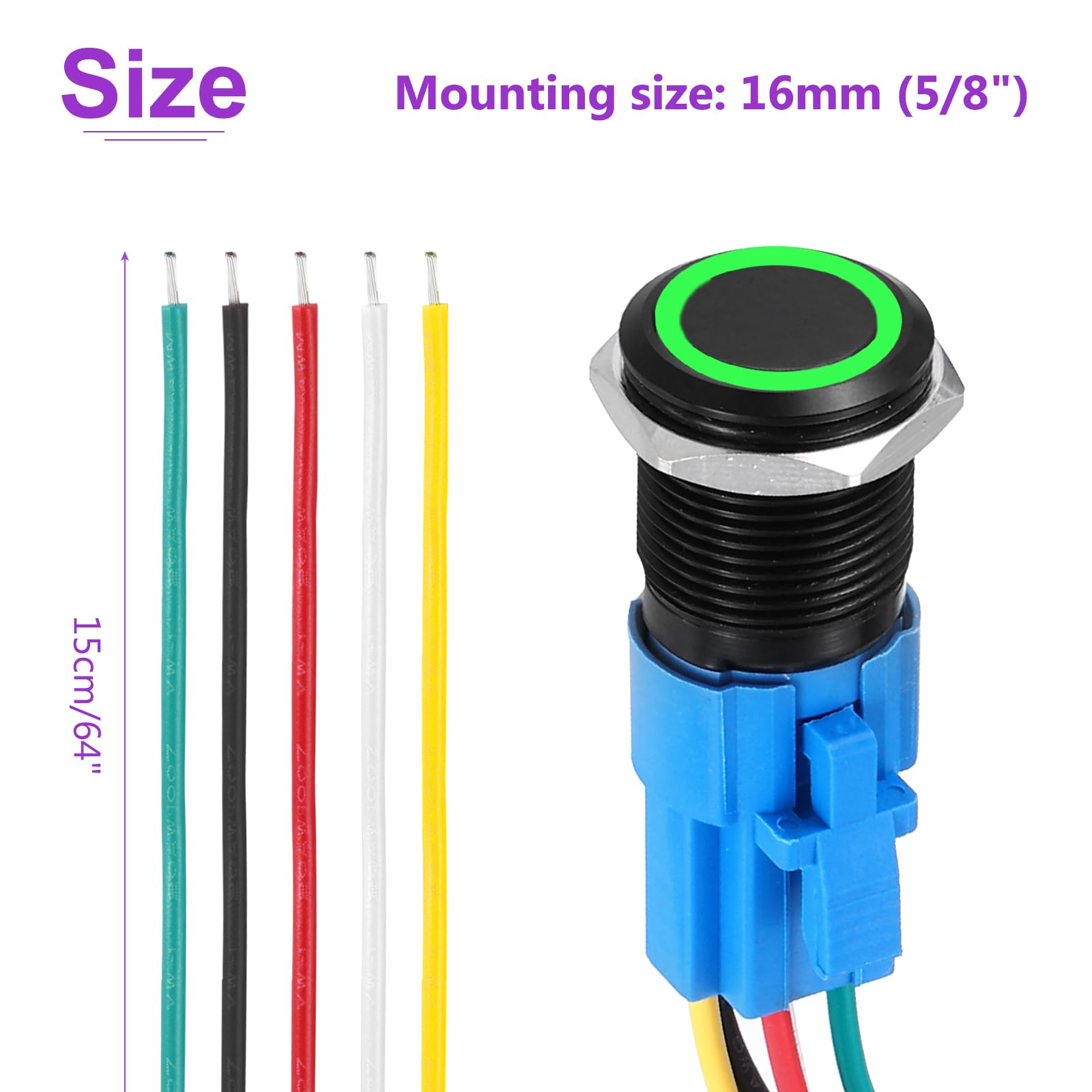 DMiotech 2 Pcs 16mm / 5/8" Push Button Switch - Image 4