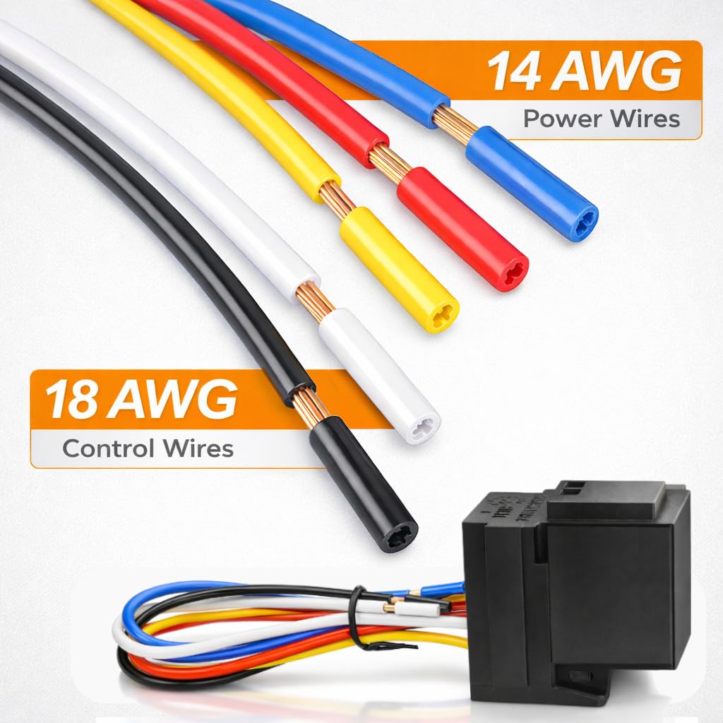 MGI SpeedWare 12V 40A Automotive Relay with Socket Harness – 5-Pin SPDT Bosch-Style, for Cars, Trucks, RV & Boat (5-Pack)