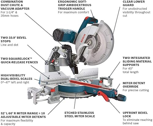 Miniatura 2 de Bosch Power Tools - Sierra de inglete deslizante con doble bisel cable de 12 pulgadas y hoja de sierra con 60 dientes 15 amperios GCM12SD