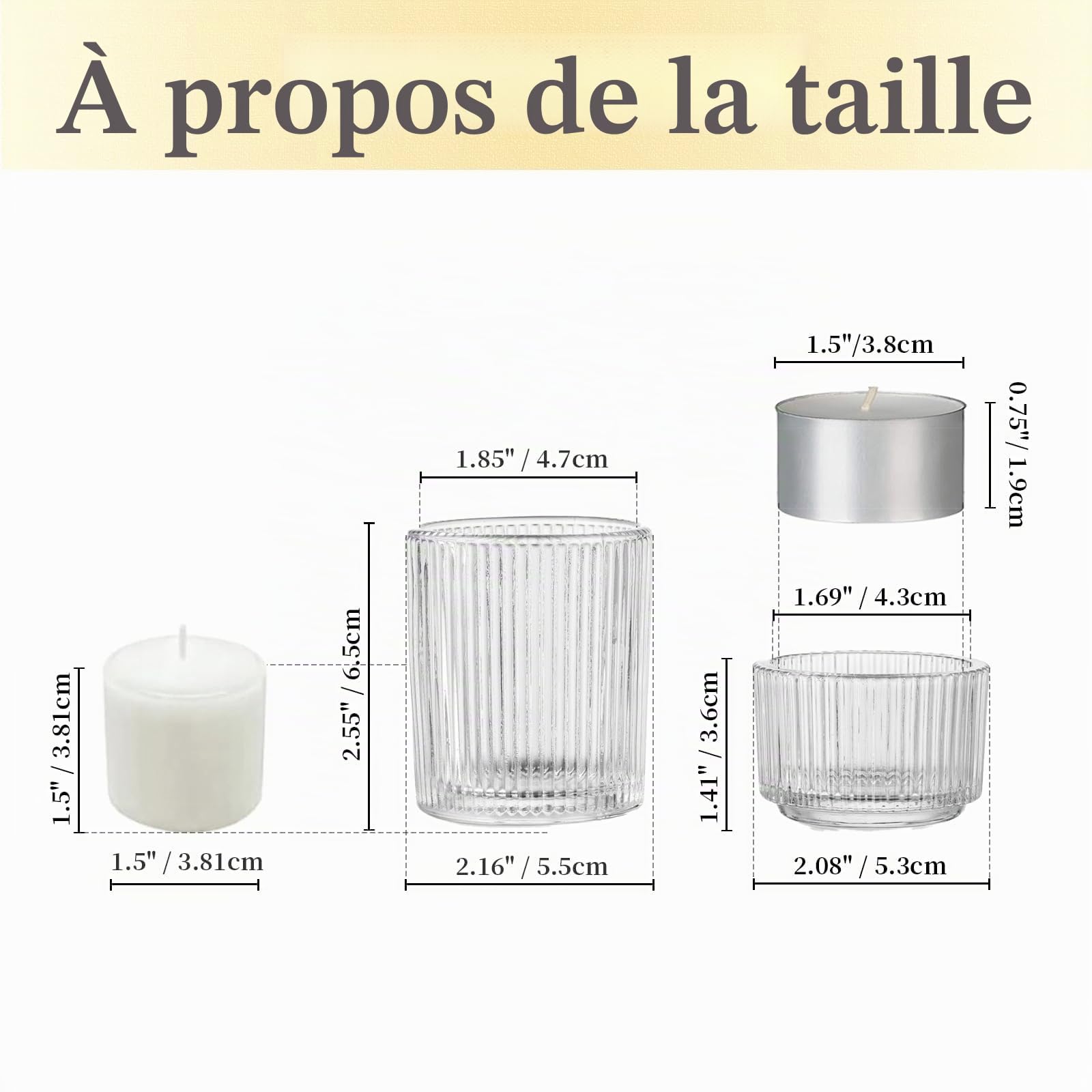 Porte-Bougies à Réchaud en Verre Transparent 24 Pièces