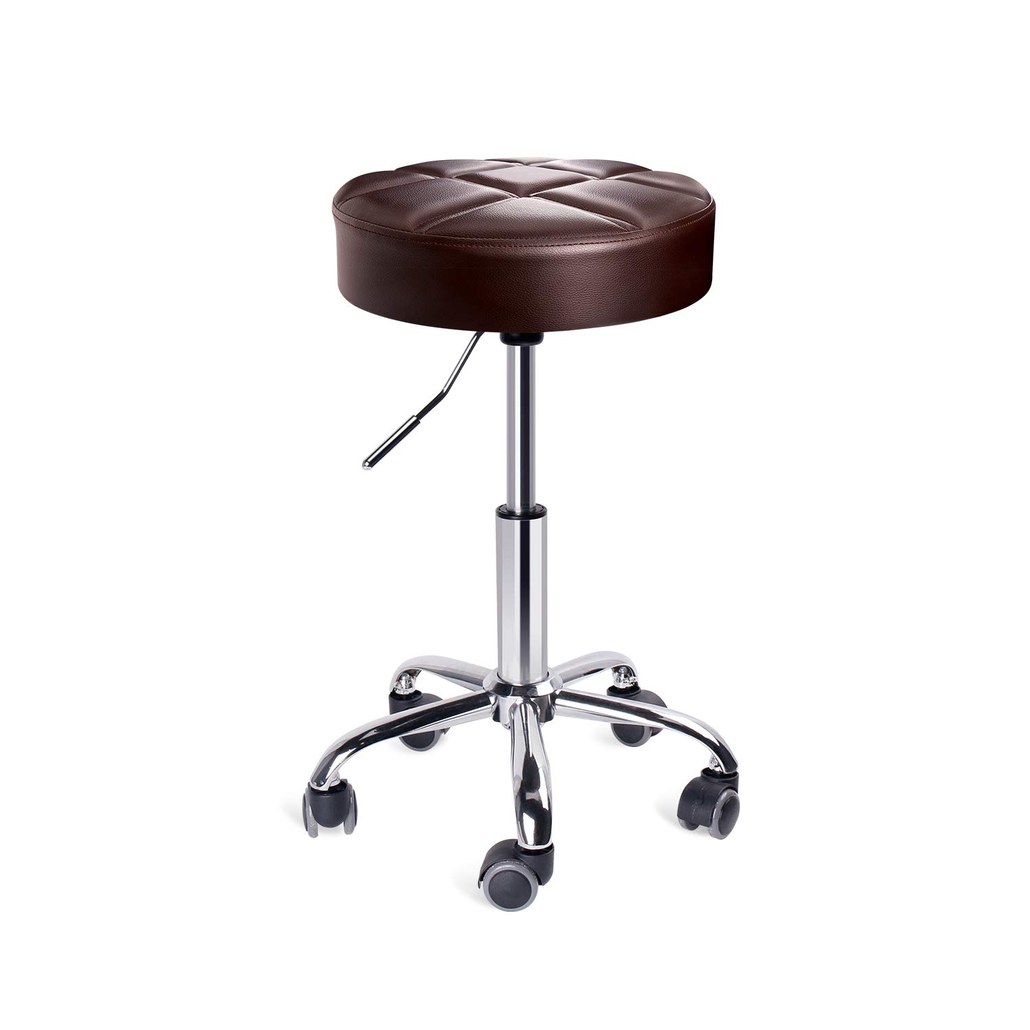 Sgabello da Bar con Ruote Regolabile Girevole Similpelle Portata 113.4kg | Cilindro a gas certificato SGS, ruote silenziose, altezza regolabile, 360° girevole, adatto a uso domestico e commerciale