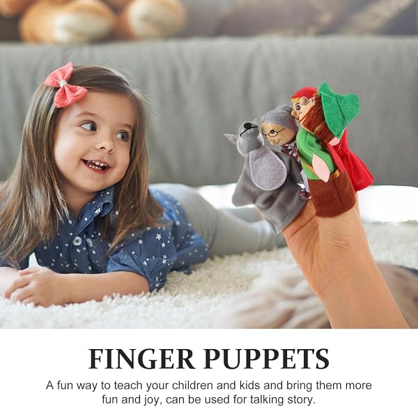 Healifty Ensemble De 4 Marionnettes À Doigts Le Petit Chaperon Rouge : Marionnettes À Doigts Familiales pour Articles De Fête Jouets De Bain Éducatifs pour L'Heure du Conte Jouets De - 2