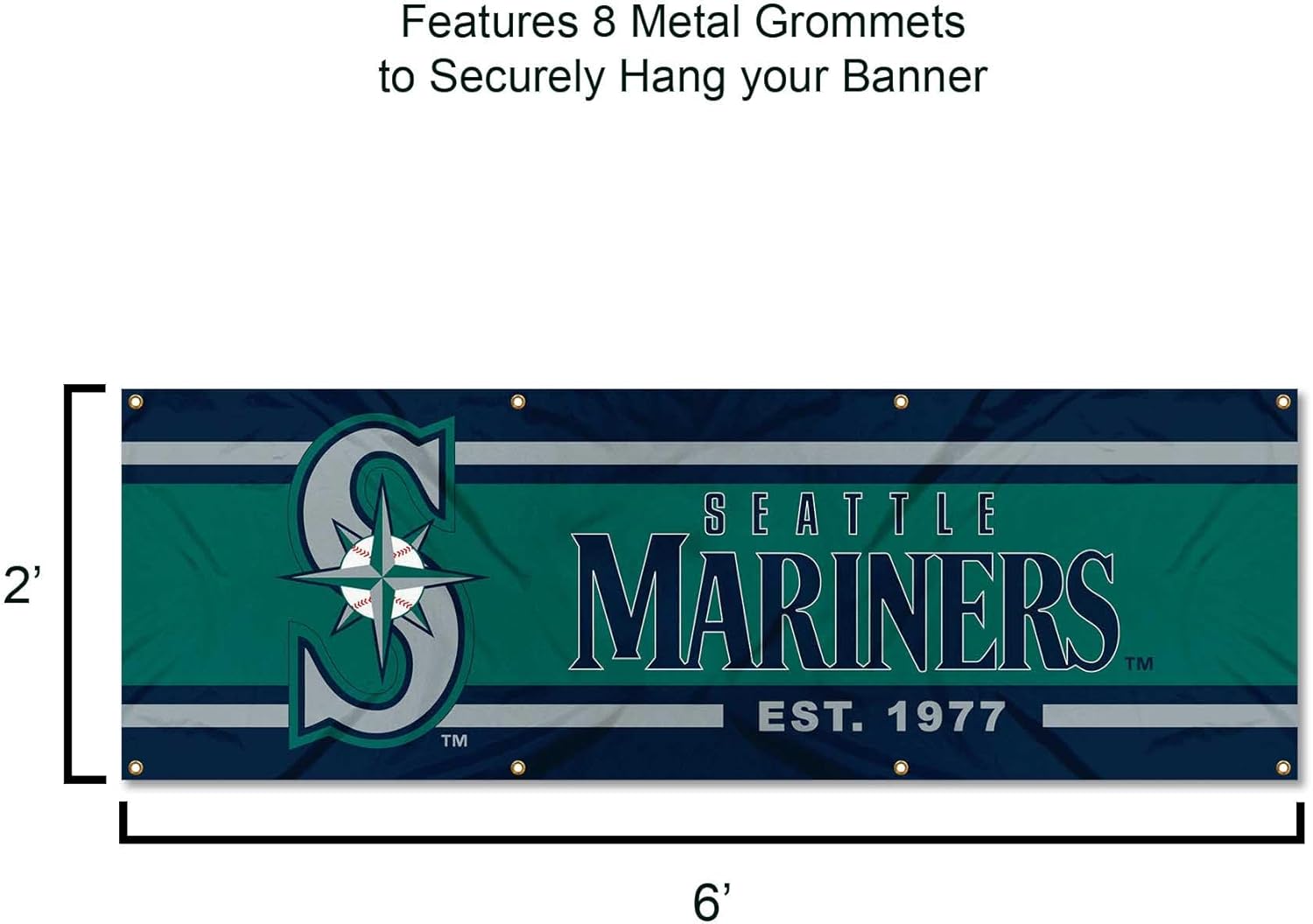 Seattle Mariners Large 2x6 Foot Banner - Image 3
