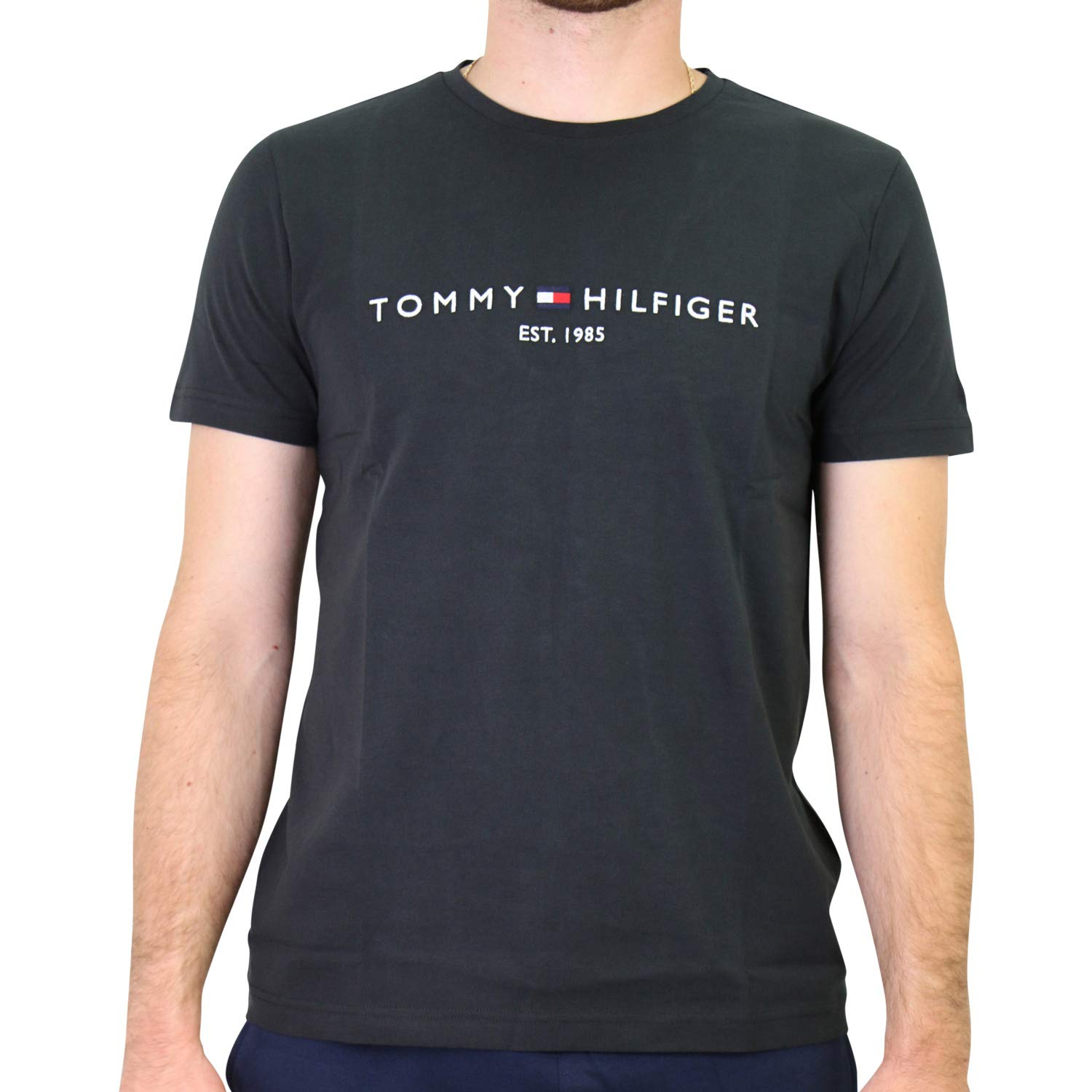 Tommy Hilfiger Camiseta de Manga Corta para Hombre con Cuello Redondo Y Logotipo Tommy