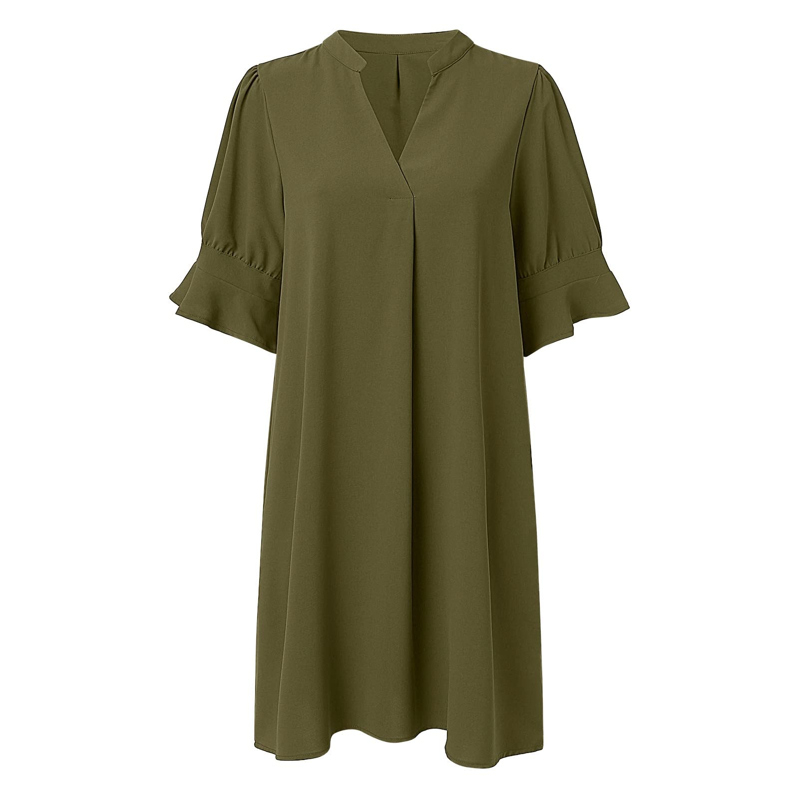 Generic Adornos para Vestidos De Fiesta Vestido de Mujer con Cuello en V, Manga Corta, sólido, Casual, Ropa de Verano. Trajes De Fiesta