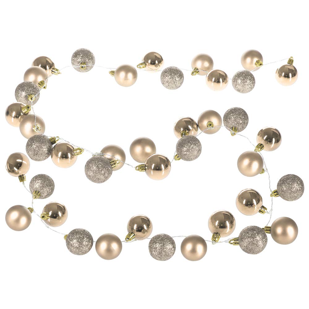 Casaria Catena Luminosa LED con Palline di Natale 2m a Batteria Timer 40 LED Interno Esterno 8 Effetti Champagne