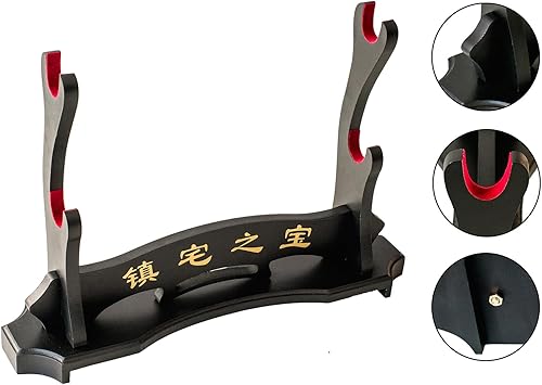 Miniatura 3 de FOXSMZZ Soporte para espada samurái, soporte para espada Katana Wakizashi Tanto de terciopelo acolchado para colgar en la pared, estante para