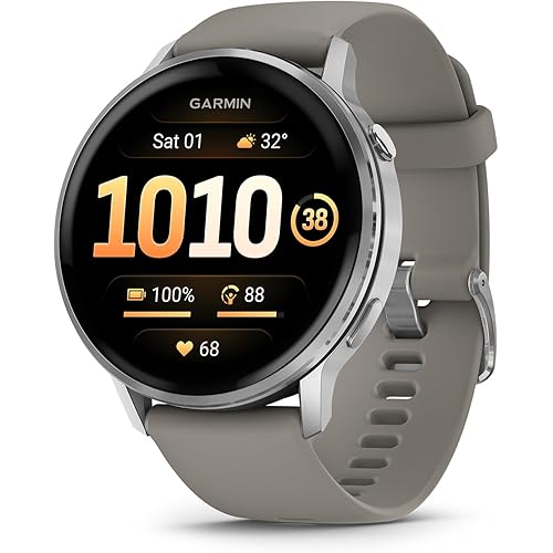 Garmin Venu® 4, 45mm, Advanced Health and Fitness GPS Smartwatch, Bright and Colorful Display, Built-in Flashlight, 12 Days of Battery Life, Silver with Silver Gray Silicone Band