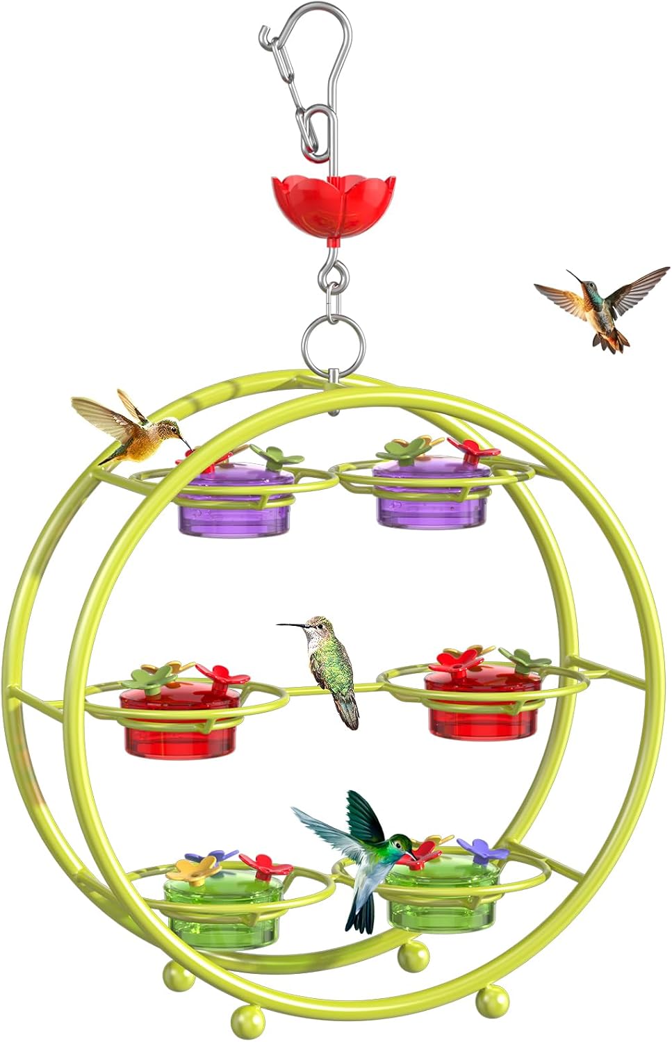 Unique Hummingbird Feeder for Outdoors Garden Decoration & Gift Idea Green(Ferris Wheel)