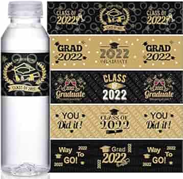 100 Pieces Graduation Water Bottle Labels Class of 2022 Water Bottle Label  Sticker Wrapper Waterproof Graduation Bottle Label for College High School  ...