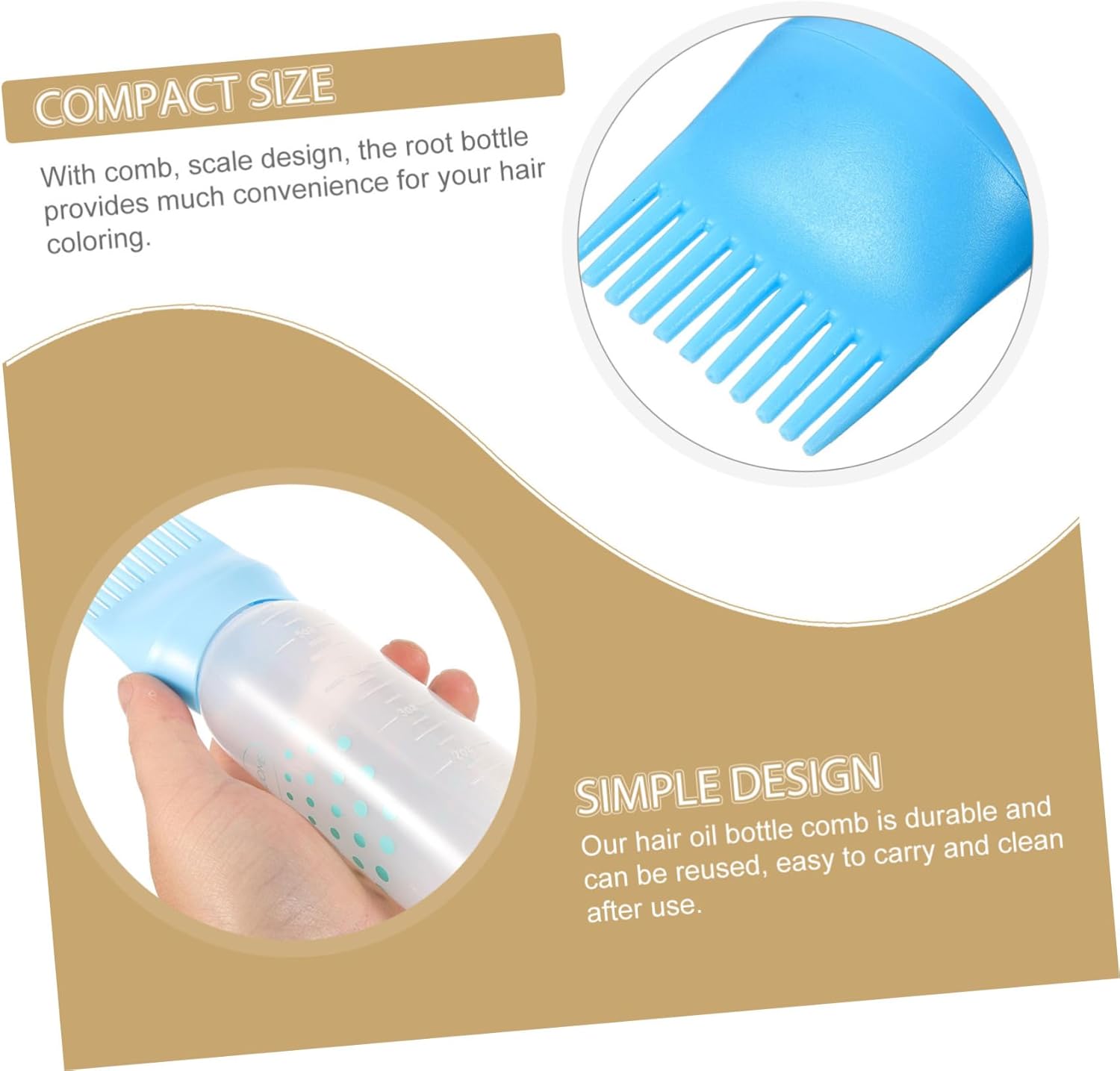 2pcs Hair Dye Applicator Bottle Graduated Scale and Root Comb Easy to Use Coloring Tool for Precise Application and Reusable Design