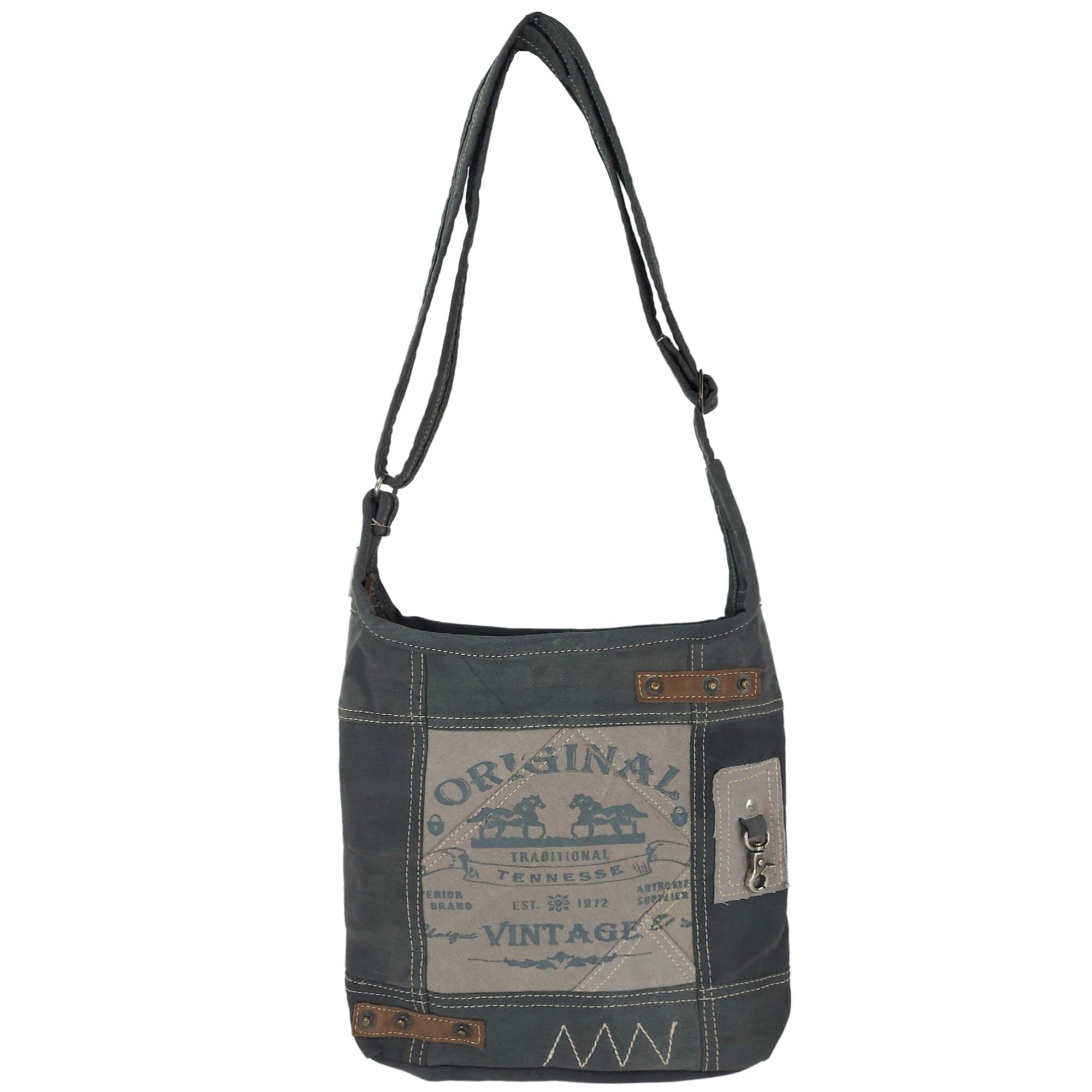 Sunsa Damen Umhängetasche. Hobo Tasche aus Canvas & Leder. Vintage Schultertasche mit Pferde Motive. Crossbody Bag als Geschenkideen für Frauen
