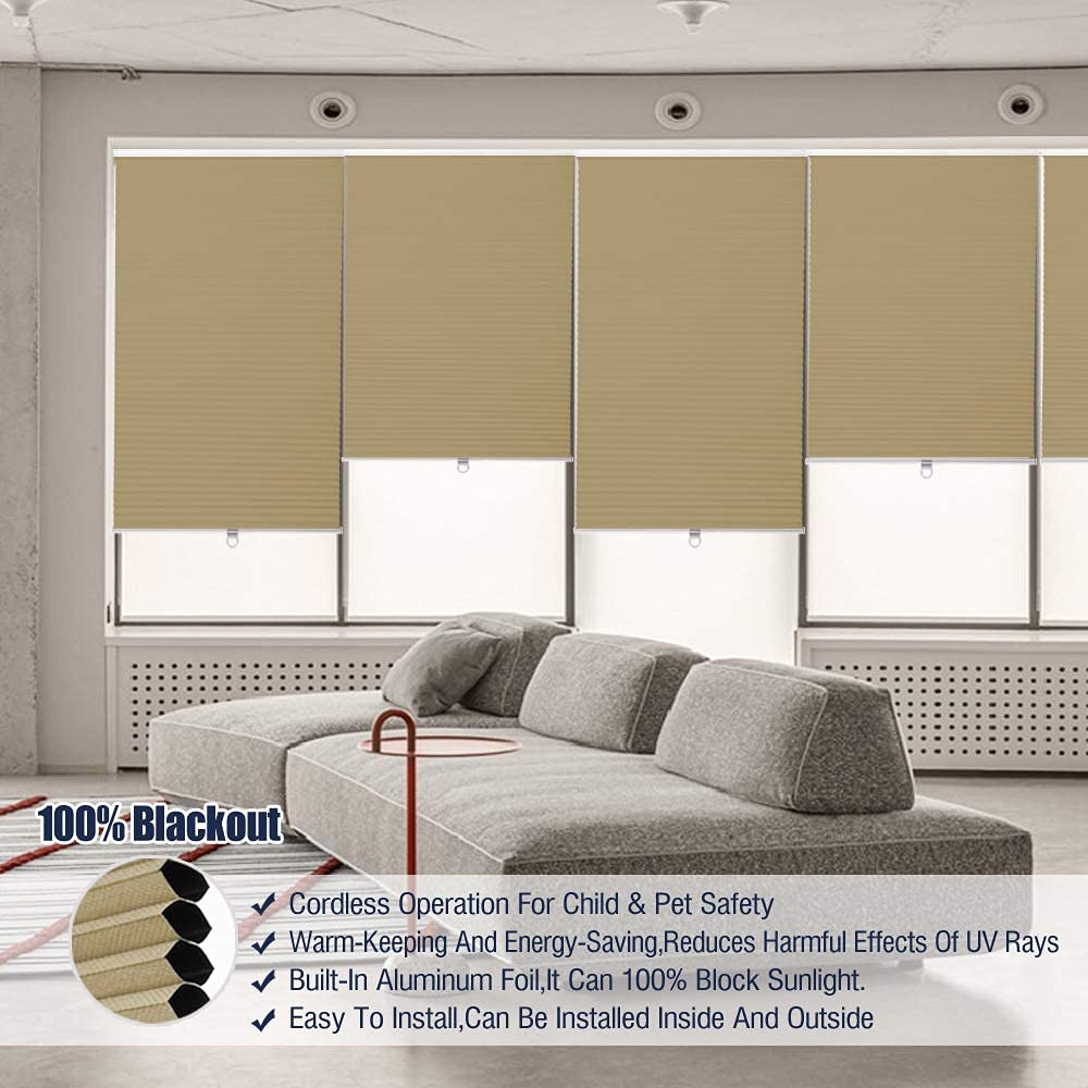 Pare-soleil cellulaire sans fil - En nid d'abeille - Beige - Occultant - Taille sur mesure