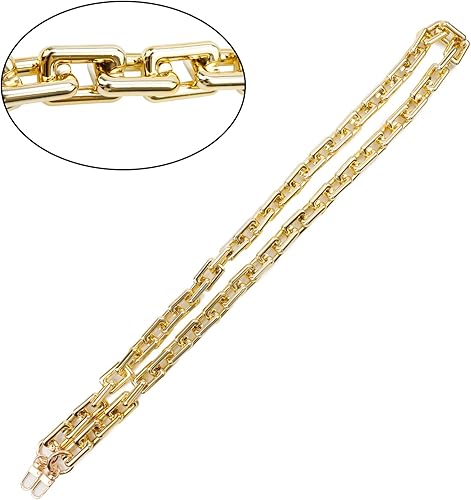 Miniatura 3 de Pastlla Correa gruesa de acrílico para bolso, asa de cadena, bolsa de repuesto para bolso, bolso de hombro (dorado, 47 pulgadas), Dorado