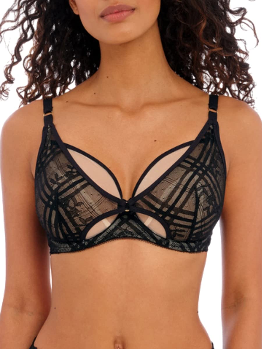Freya Women's Fatale Underwire High Apex Bra Plunge, Noir, 34FF