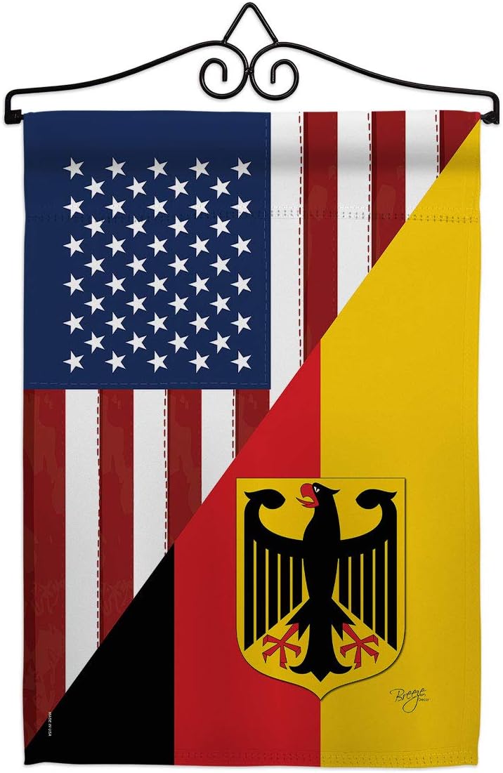 US German Friendship Garden Flag Set Wall Hanger Regional USA American Alliance World Country Particular Area Small Decorative Gift Yard House Banner Double-Sided Made In 13 X 18.5