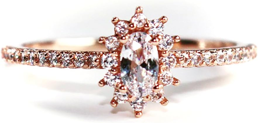 Gieschen Jewelers "Amie 14K Rose/White Gold-Plated CZ Crystal Ring